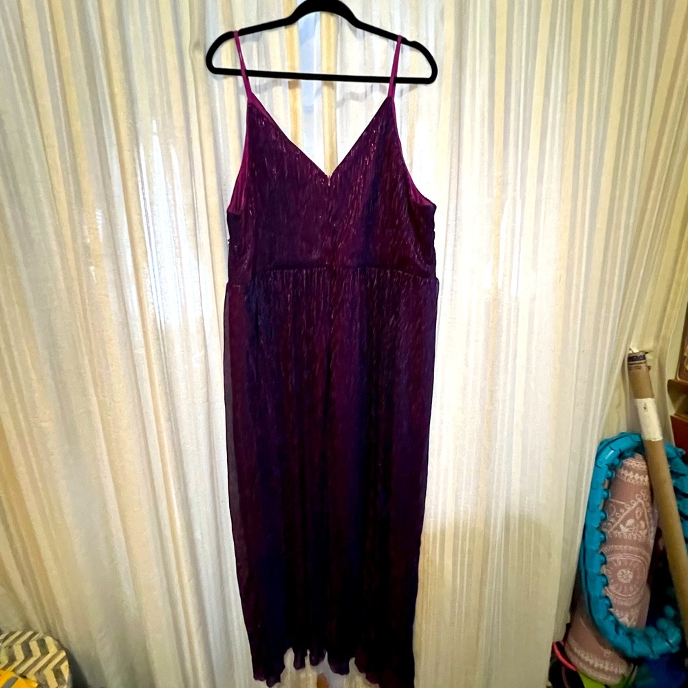 purple and blue metallic maxi dress
